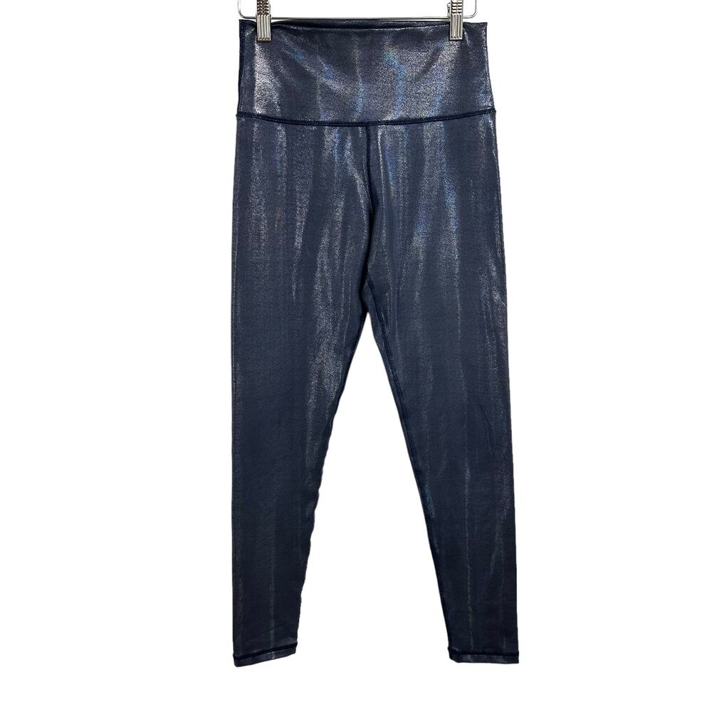 Offline by‎ Aerie Hugger Shine Leggings Women's M Blue Metallic Y2K Athleisure